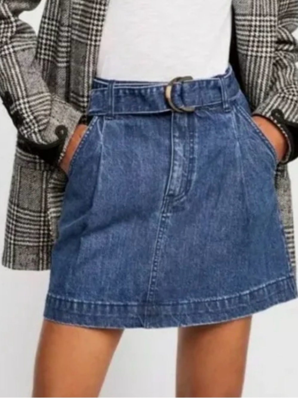 We The Free Two-Tone Denim Waistband Detail - Blue